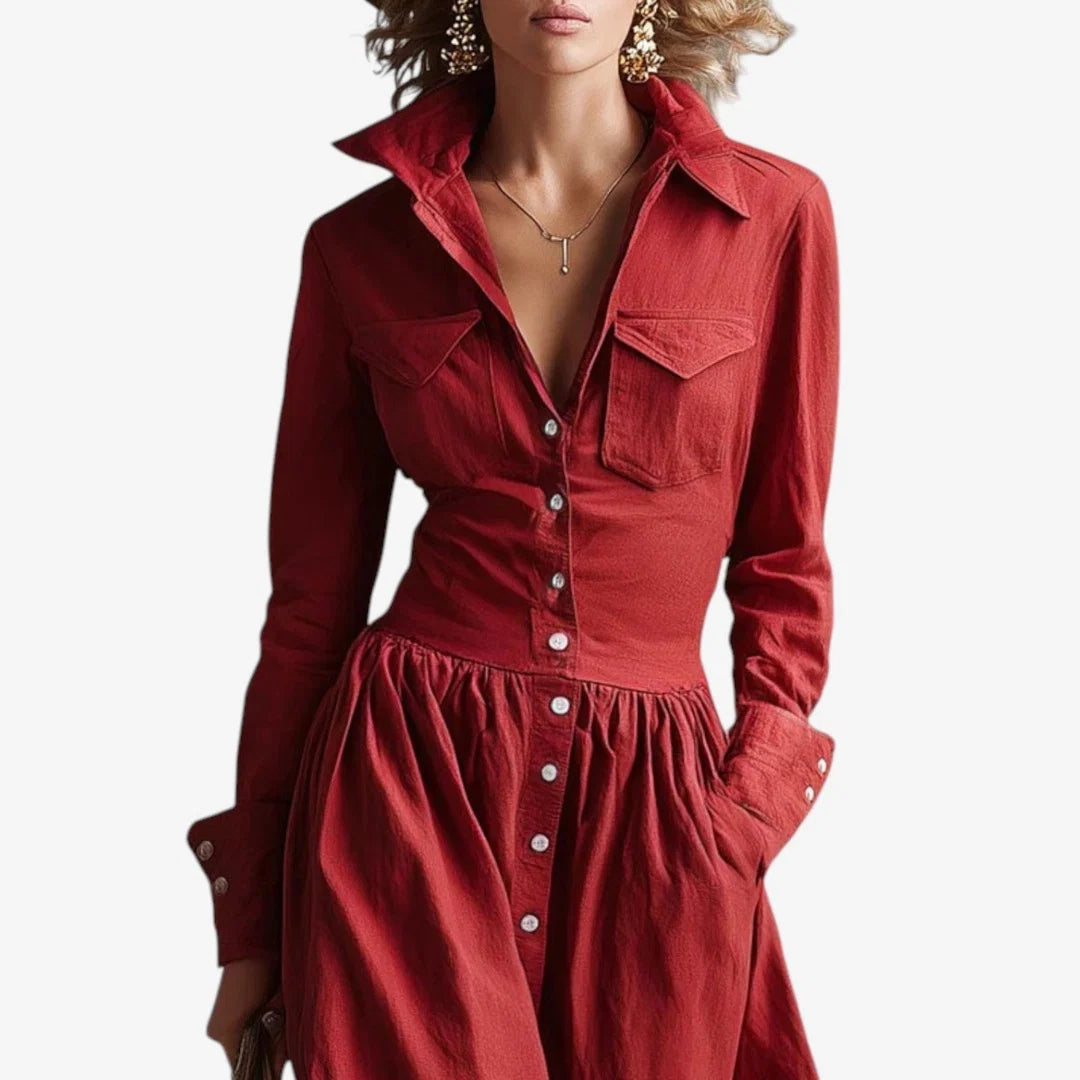 Janine™ - Vestido Elegante Con Botones