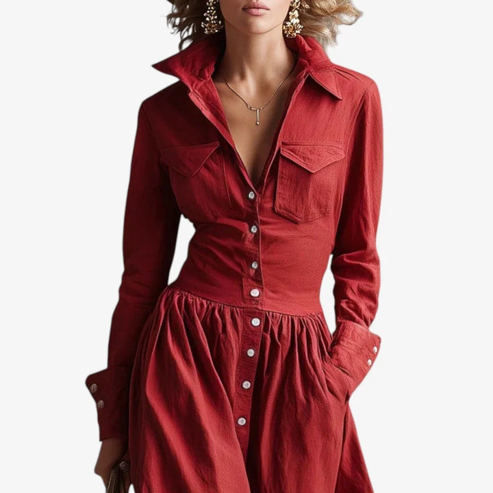 Janine™ - Vestido Elegante Con Botones