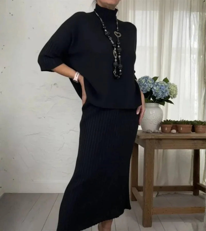 Debora | Ribbed Knit Skirt Set
