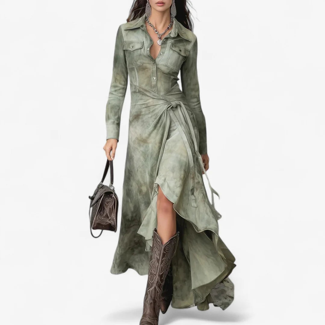 Sandie™ | Maxivestido Estilo Western Con Estampado Tie-dye