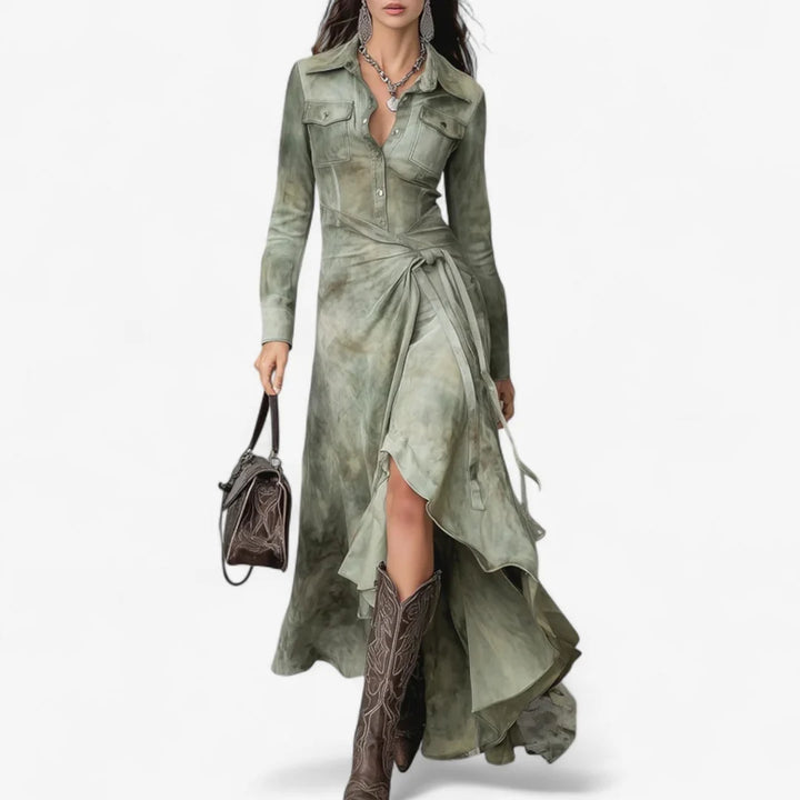 Sandie™ | Maxivestido Estilo Western Con Estampado Tie-dye