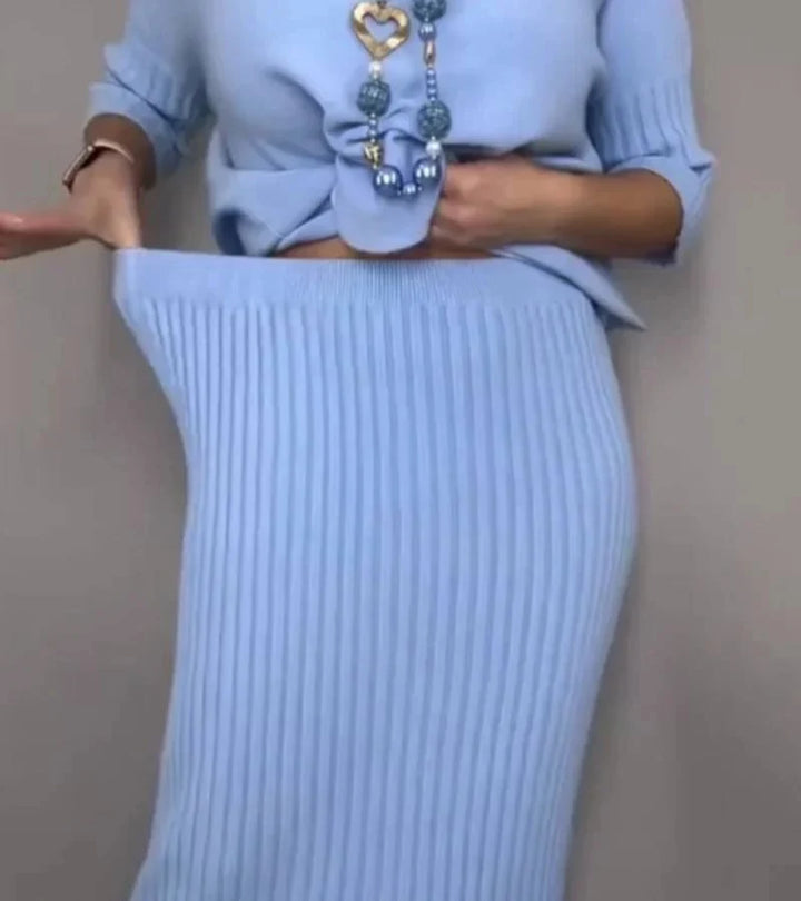 Debora | Ribbed Knit Skirt Set
