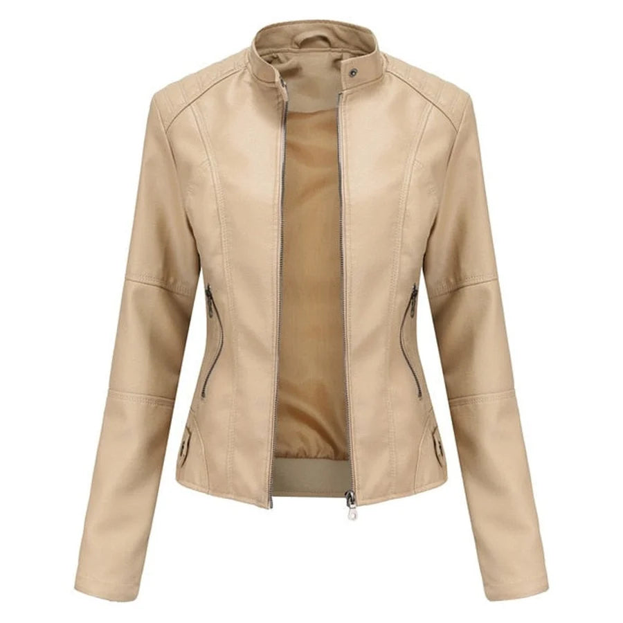 Irina | Chaqueta De Polipiel Mujer Corta Cuello Alto Con Cremallera