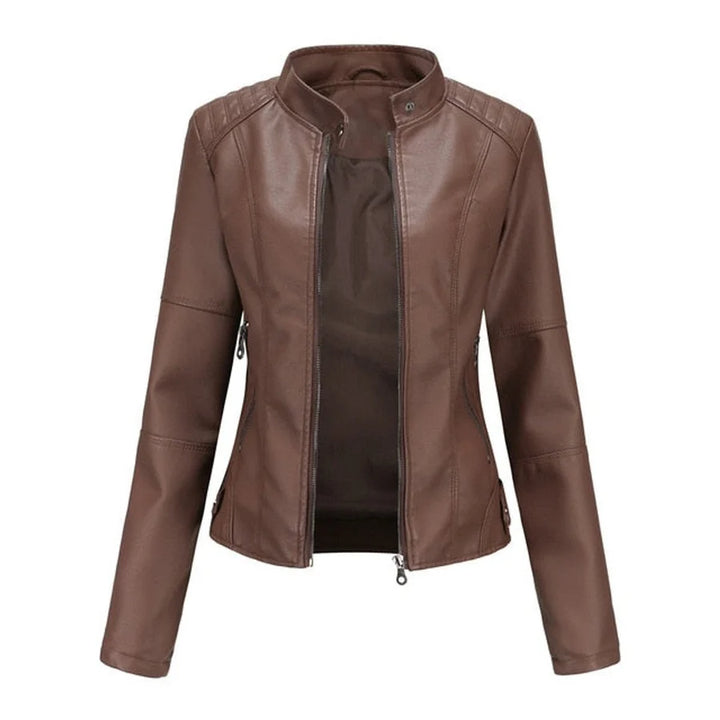 Irina | Chaqueta De Polipiel Mujer Corta Cuello Alto Con Cremallera