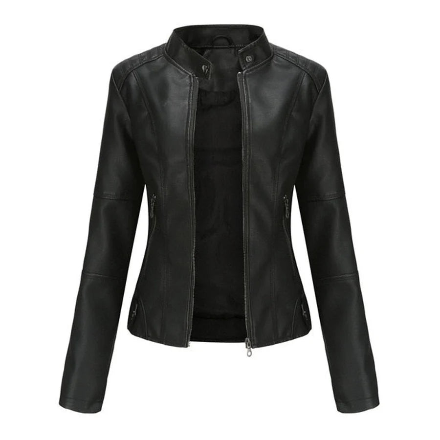 Irina | Chaqueta De Polipiel Mujer Corta Cuello Alto Con Cremallera