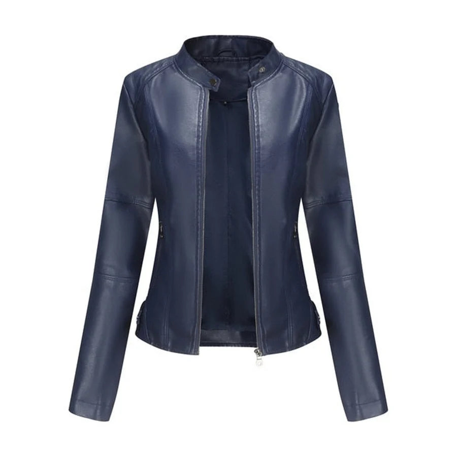 Irina | Chaqueta De Polipiel Mujer Corta Cuello Alto Con Cremallera