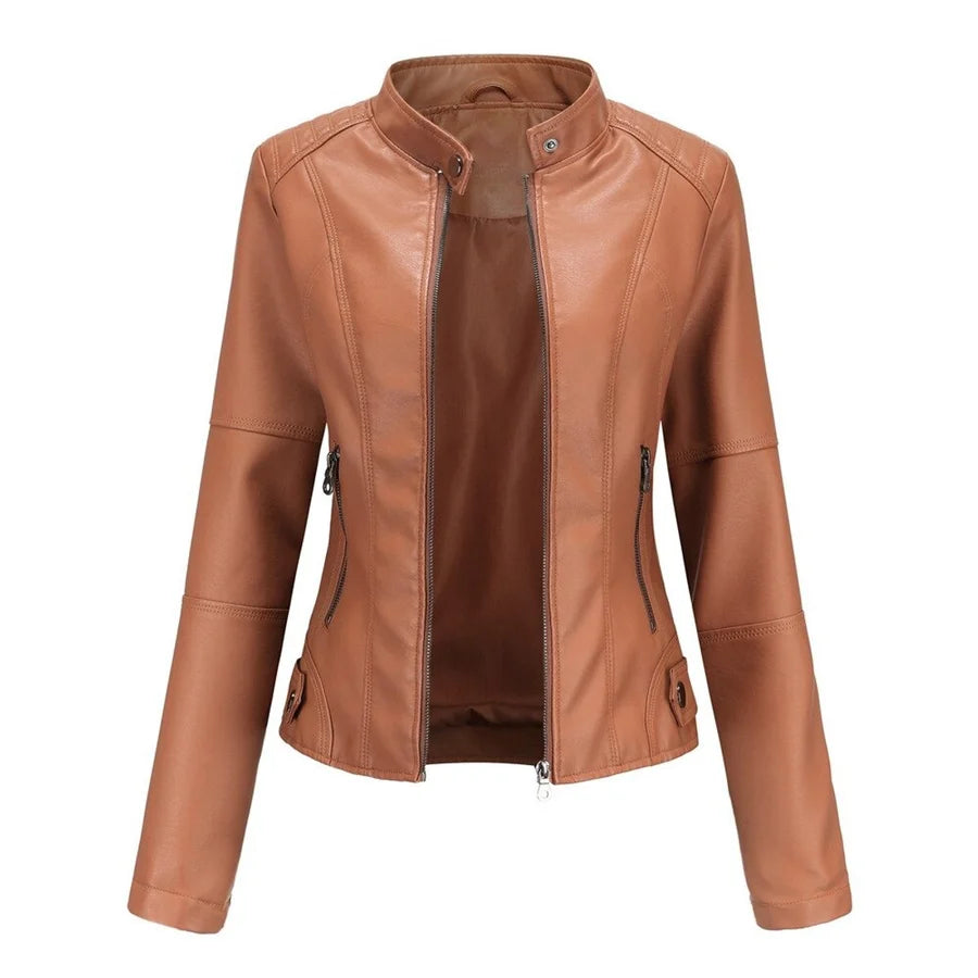 Irina | Chaqueta De Polipiel Mujer Corta Cuello Alto Con Cremallera