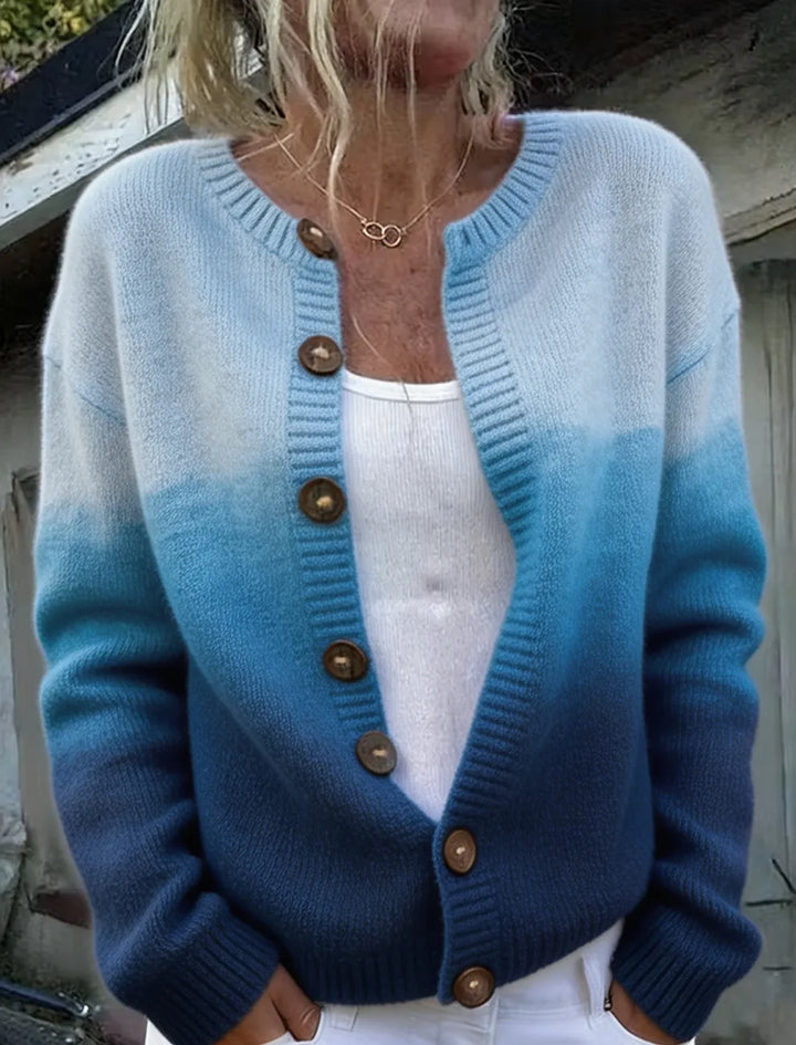 Cardigan de Malha Macia Gradiente Oceânico Boho