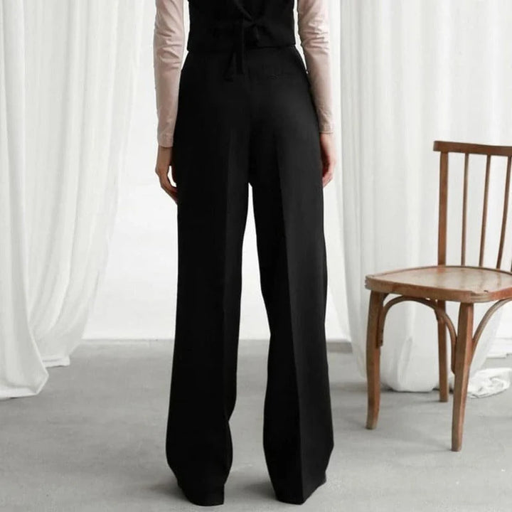 Pantalones De Mujer De Cintura Alta Con Pinzas, Pierna Ancha Y Corte Ajustado