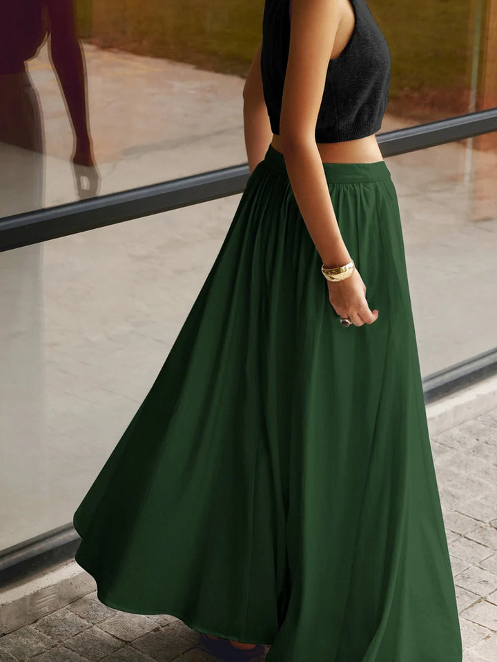 Falda Maxi Plisada De Cintura Alta Para Mujer – Elegante Para Ocasiones De Verano