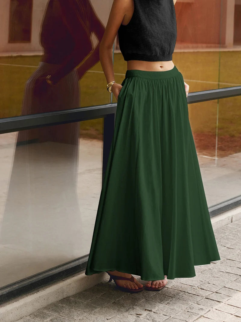 Falda Maxi Plisada De Cintura Alta Para Mujer – Elegante Para Ocasiones De Verano