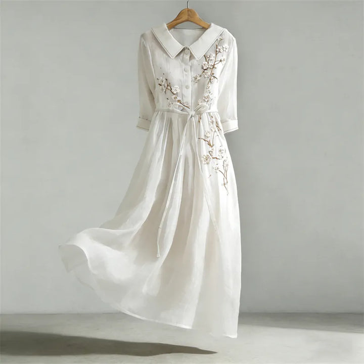 Vestido Largo Fluido Vintage Con Estampado De Flores De Almendro