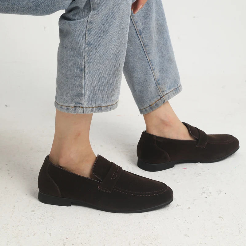 MEN'S SUEDE PENNY LOAFERS – STYLISH SLIP-ON DRESS SHOES
