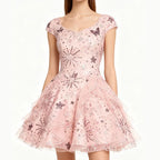 VESTIDO MINI DE BRUJA BUENA CON MARIPOSAS y ESTRELLAS BRILLANTES