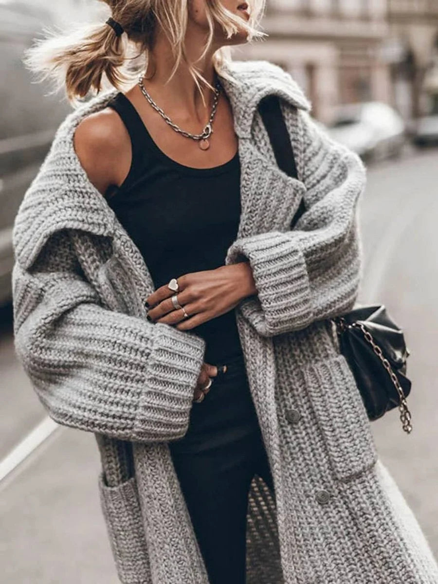 Mariana | Cardiégan De Punto Grueso Oversize Mujer Largo Con Bolsillos