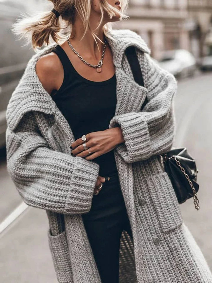 Mariana | Cardiégan De Punto Grueso Oversize Mujer Largo Con Bolsillos