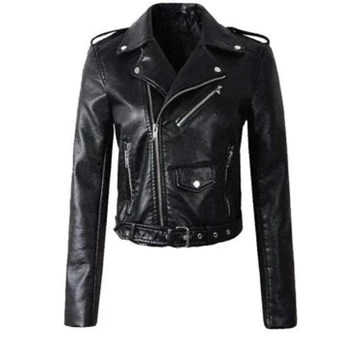 Mariana | Chaqueta Biker De Cuero Sintético Mujer Con Cinturón