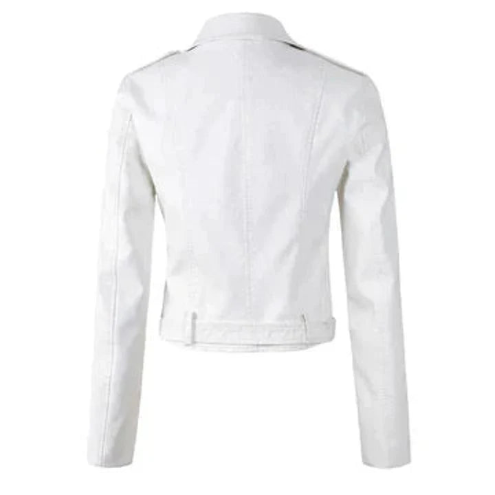 Mariana | Chaqueta Biker De Cuero Sintético Mujer Con Cinturón
