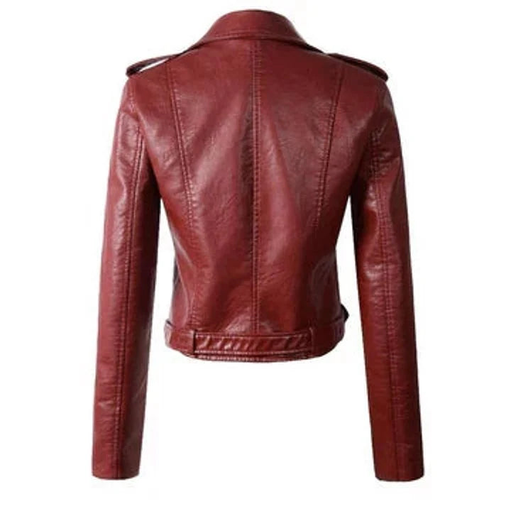 Mariana | Chaqueta Biker De Cuero Sintético Mujer Con Cinturón