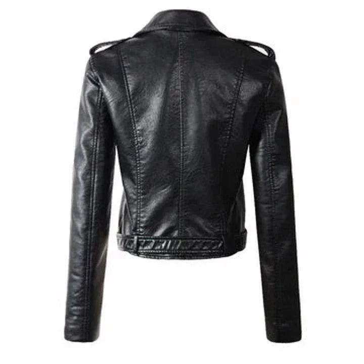Mariana | Chaqueta Biker De Cuero Sintético Mujer Con Cinturón