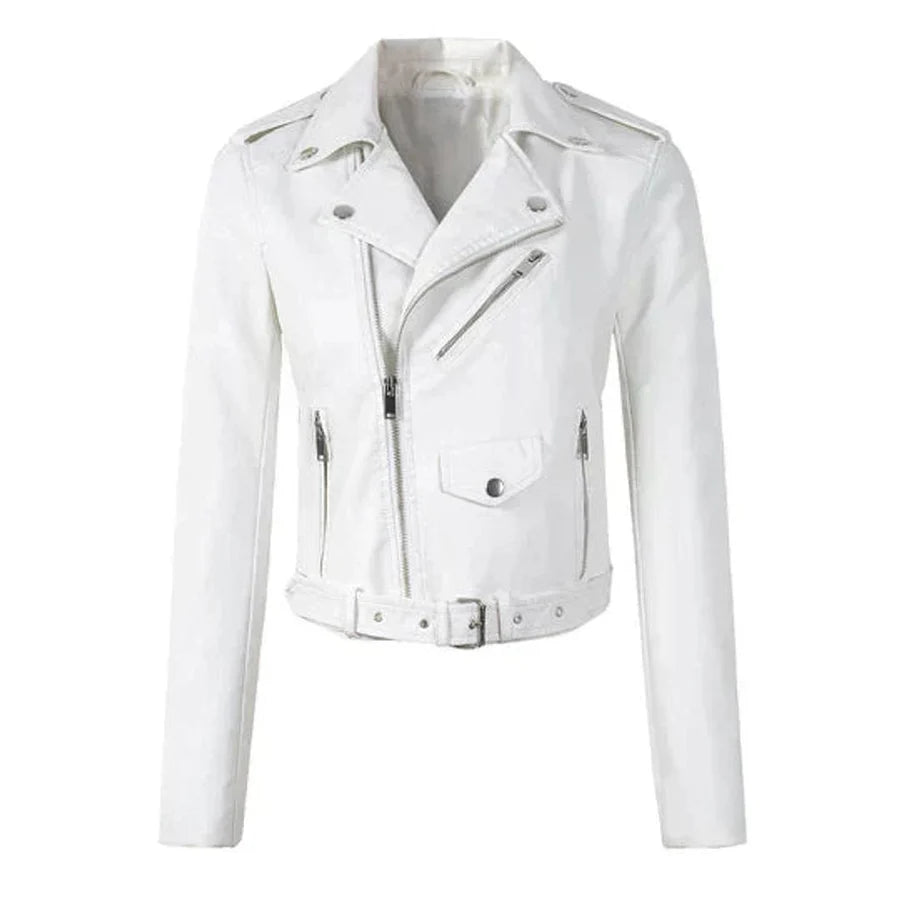 Mariana | Chaqueta Biker De Cuero Sintético Mujer Con Cinturón