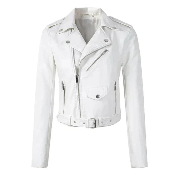 Mariana | Chaqueta Biker De Cuero Sintético Mujer Con Cinturón