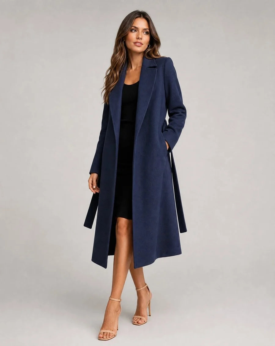 Matilde | Trench Coat De Mezcla De Lana Largo Mujer Cinturón