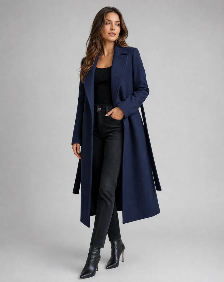 Matilde | Trench Coat De Mezcla De Lana Largo Mujer Cinturón