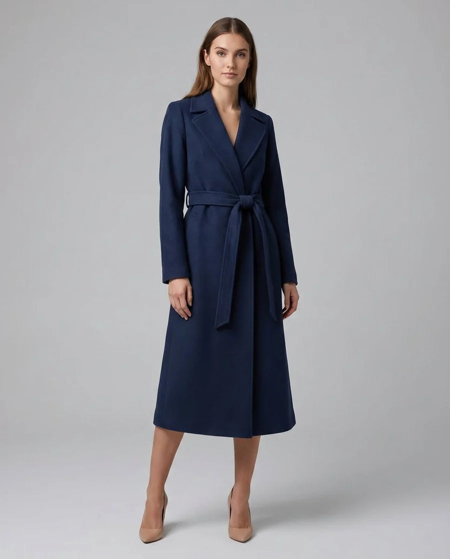 Matilde | Trench Coat De Mezcla De Lana Largo Mujer Cinturón