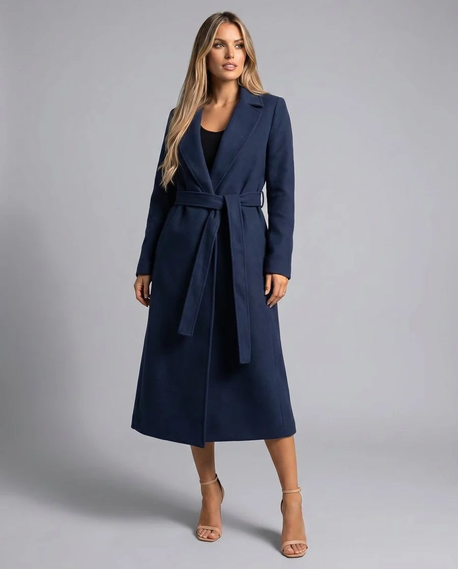 Matilde | Trench Coat De Mezcla De Lana Largo Mujer Cinturón