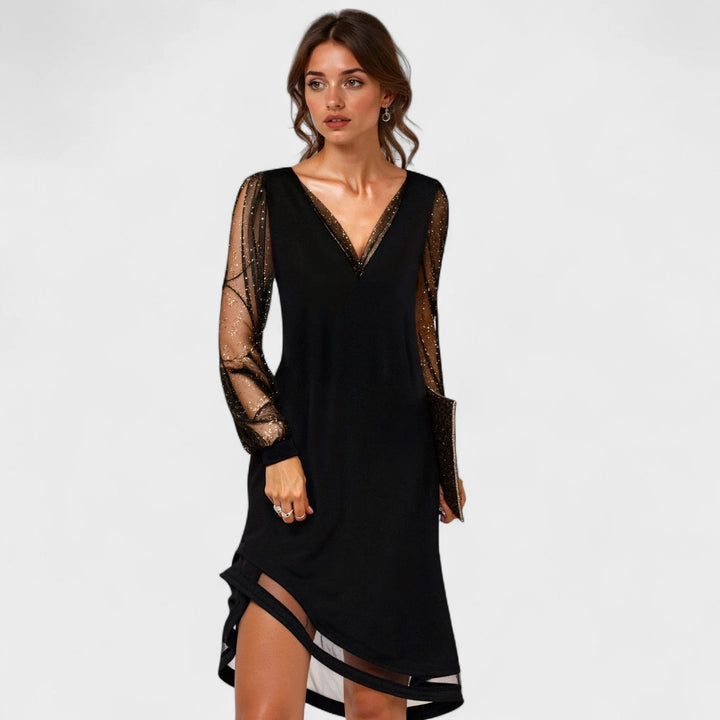 Matilda - Vestido De Noche Con Mangas Transparentes