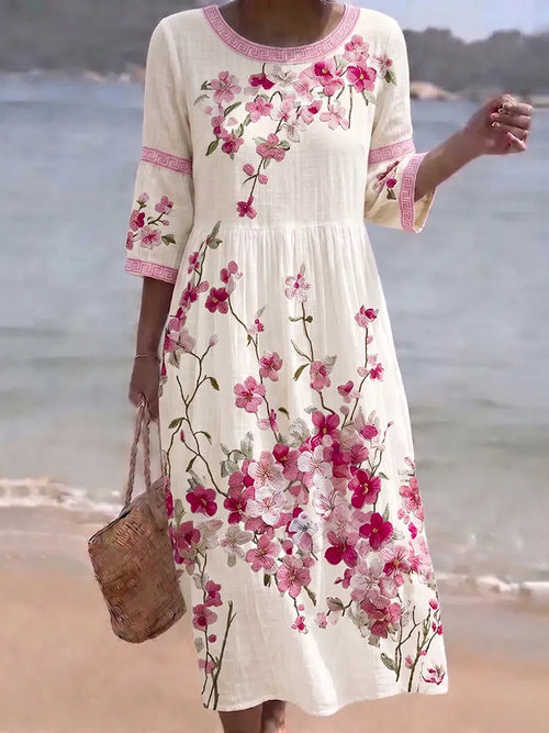 - VESTIDO MIDI ESTAMPADO SAKURA VINTAGE