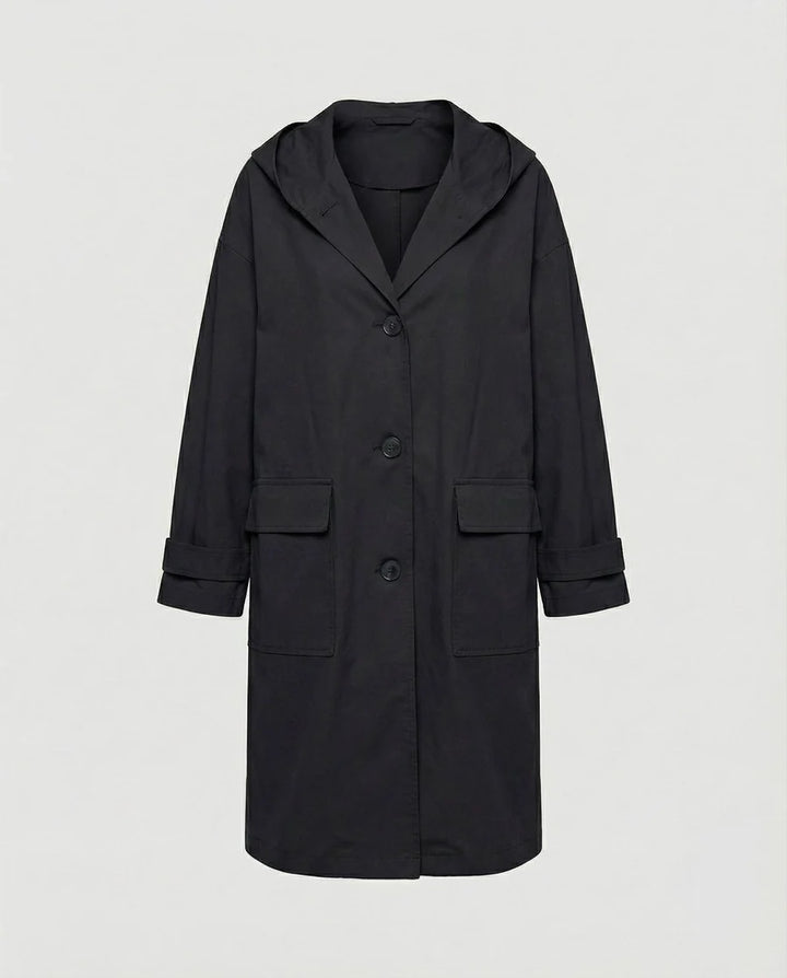 NÚRIA | GABARDINA IMPERMEABLE LARGA MUJER CON CAPUCHA