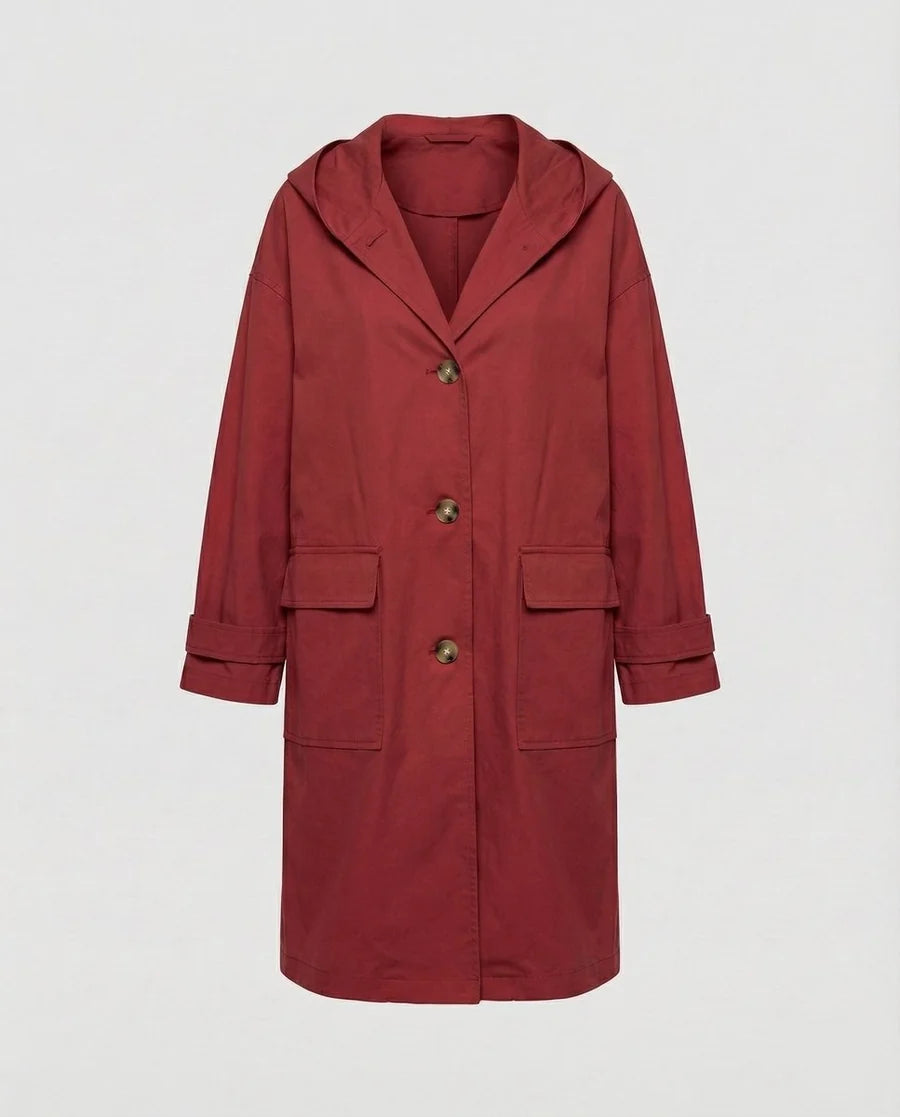 NÚRIA | GABARDINA IMPERMEABLE LARGA MUJER CON CAPUCHA