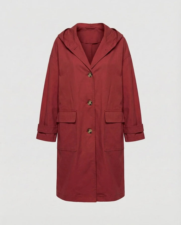 NÚRIA | GABARDINA IMPERMEABLE LARGA MUJER CON CAPUCHA