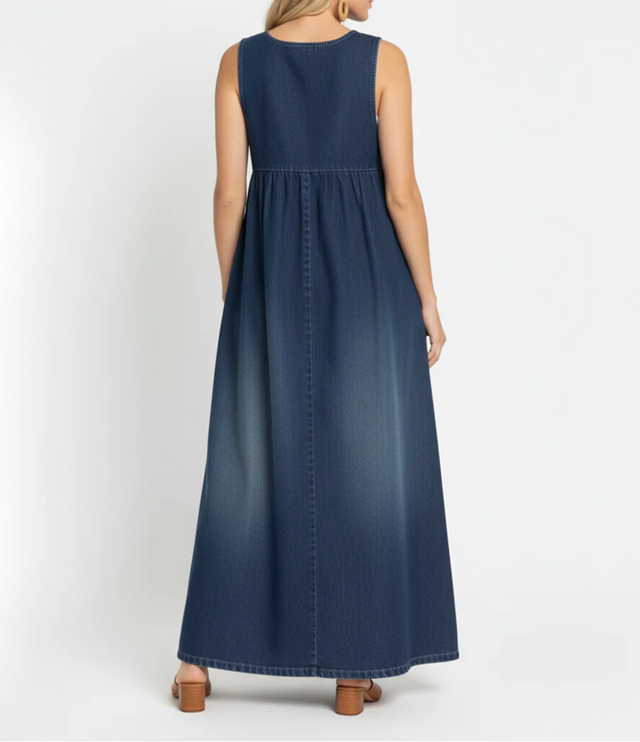 Iva - Vestido Maxi Vintage De Denim Para Mulher