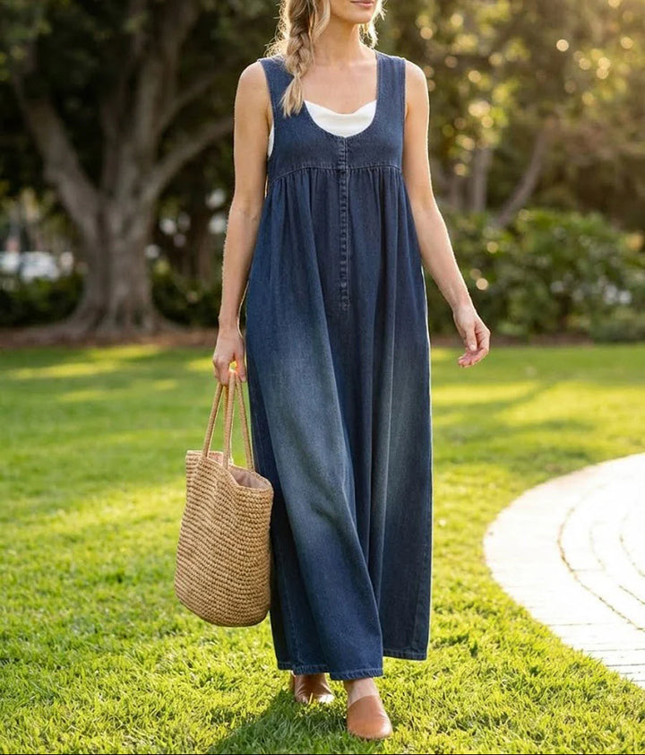 Iva - Vestido Maxi Vintage De Denim Para Mulher