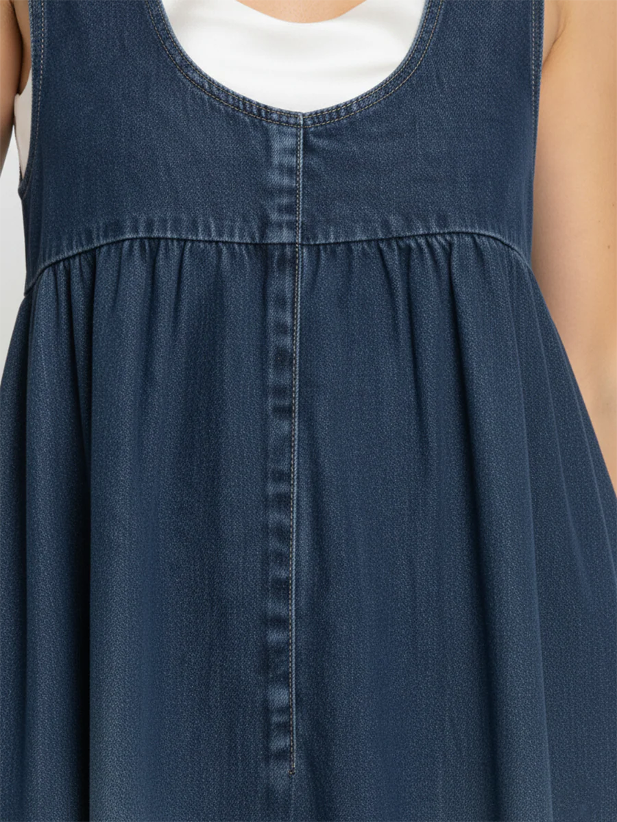 Iva - vestido maxi de denim vintage para mujer