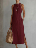 Jimena™ - Vestido Midi de Lino con Cuello Mao