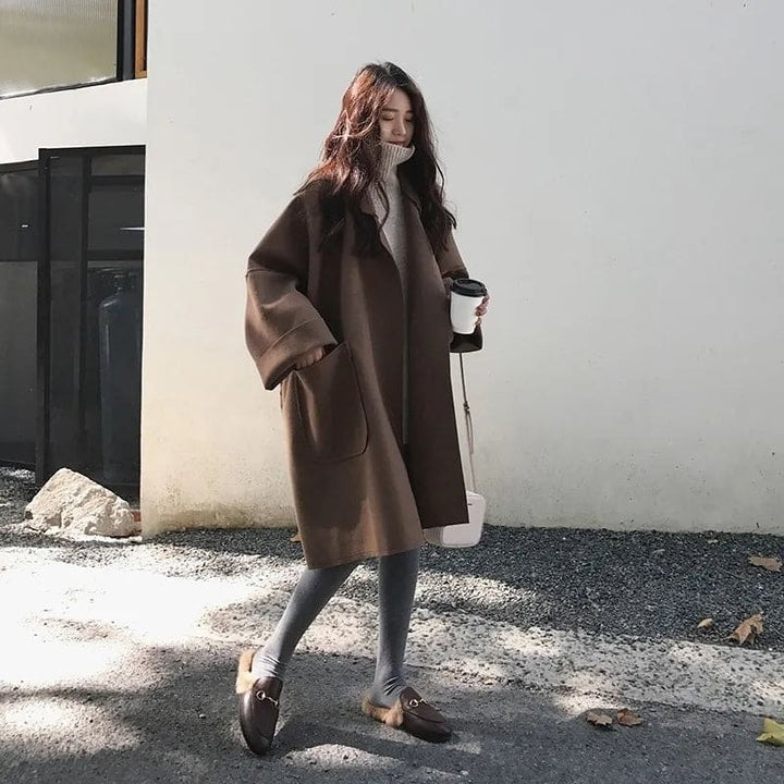 Abrigo Largo Megan Oversize Mujer – Abrigo De Lana Con Cinturón Y Doble Botonadura Elegante