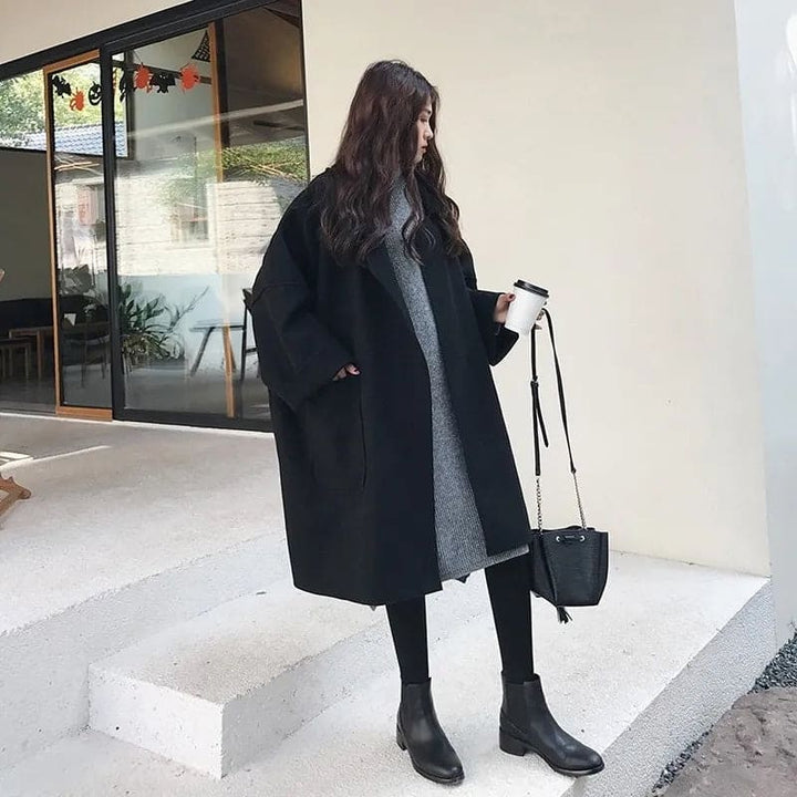 Abrigo Largo Megan Oversize Mujer – Abrigo De Lana Con Cinturón Y Doble Botonadura Elegante
