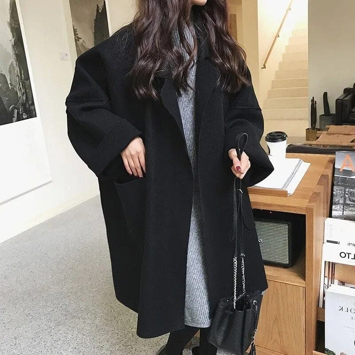 Abrigo Largo Megan Oversize Mujer – Abrigo De Lana Con Cinturón Y Doble Botonadura Elegante
