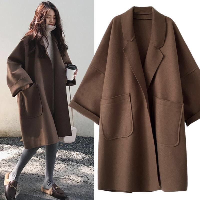 Abrigo Largo Megan Oversize Mujer – Abrigo De Lana Con Cinturón Y Doble Botonadura Elegante
