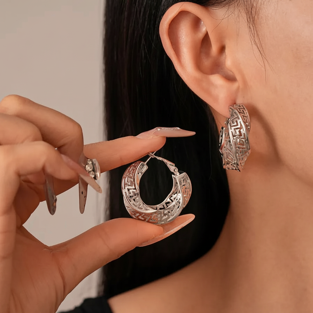 Pendientes Geométricos — Plateado