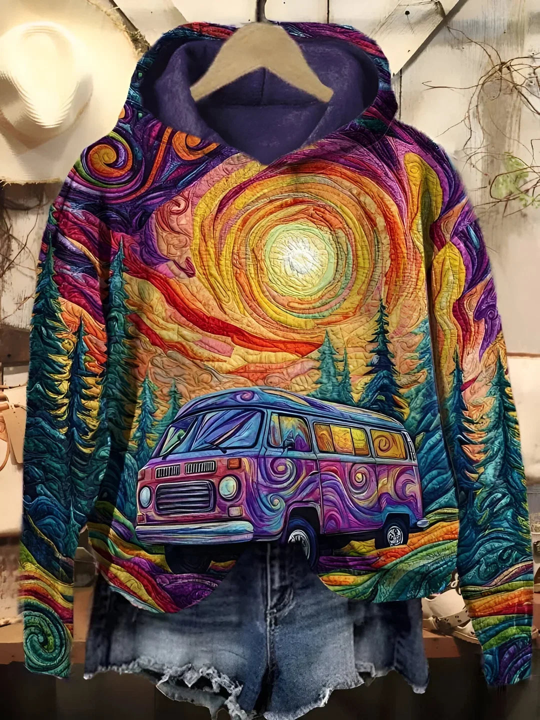MARISKA - SUDADERA CON CAPUCHA RETRO ROADTRIP