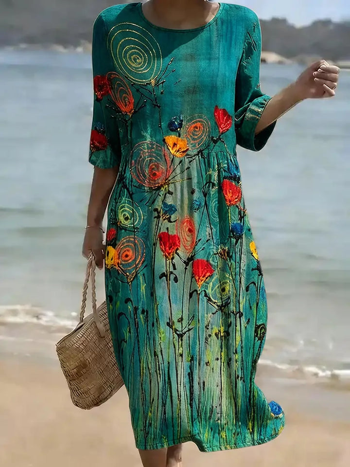 Vestido De Algodón Con Estampado Floral Vintage