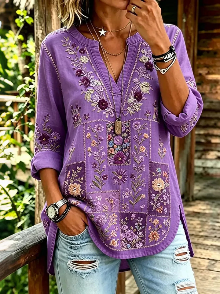 Top Retro Étnico Floral em Patchwork