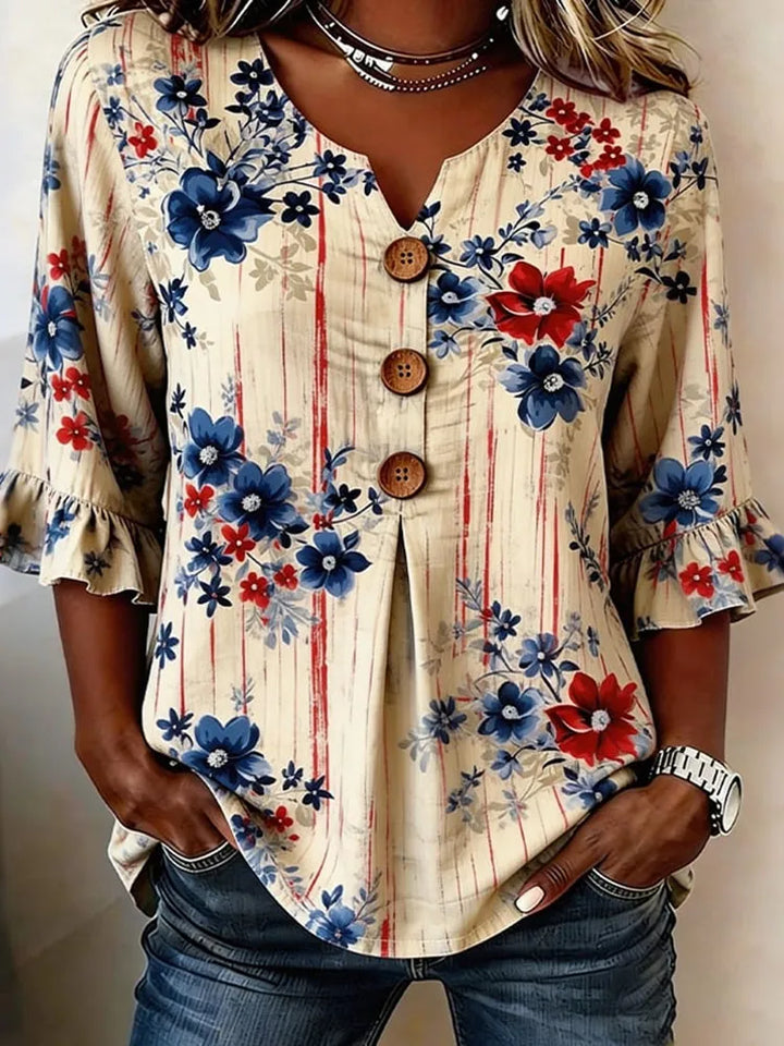 Camisa De Manga Curta Estampada Comemorativa Do Dia Da Independência