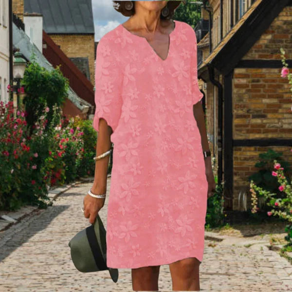Maggie Women's Dress - Elegant V-Neck Flowy Summer Dress for Sunny Days