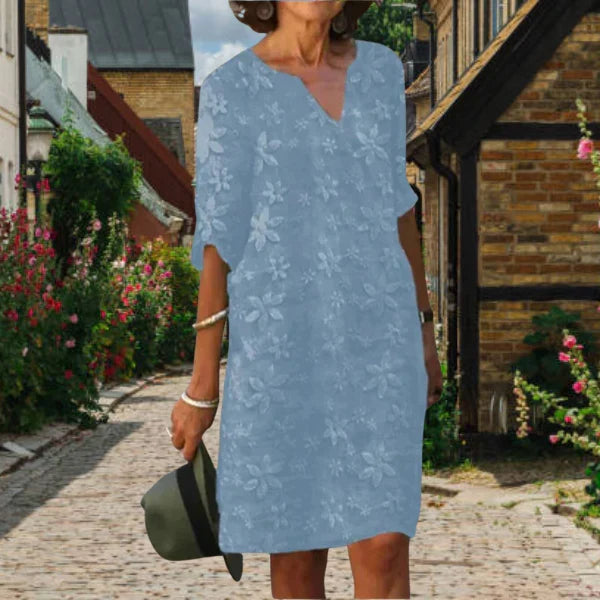 Maggie Women's Dress - Elegant V-Neck Flowy Summer Dress for Sunny Days